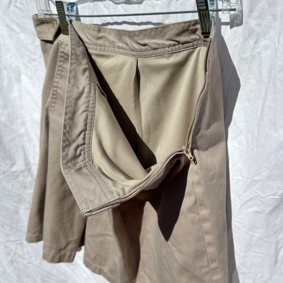 Khaki Tan Pleated Mini Skirt with Built In Short/Skort - Picture 2 of 4